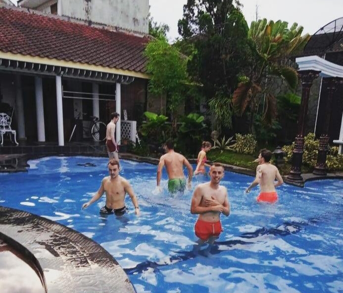 Swimming pool view at peaceful homestay in Pogung Yogyakarta