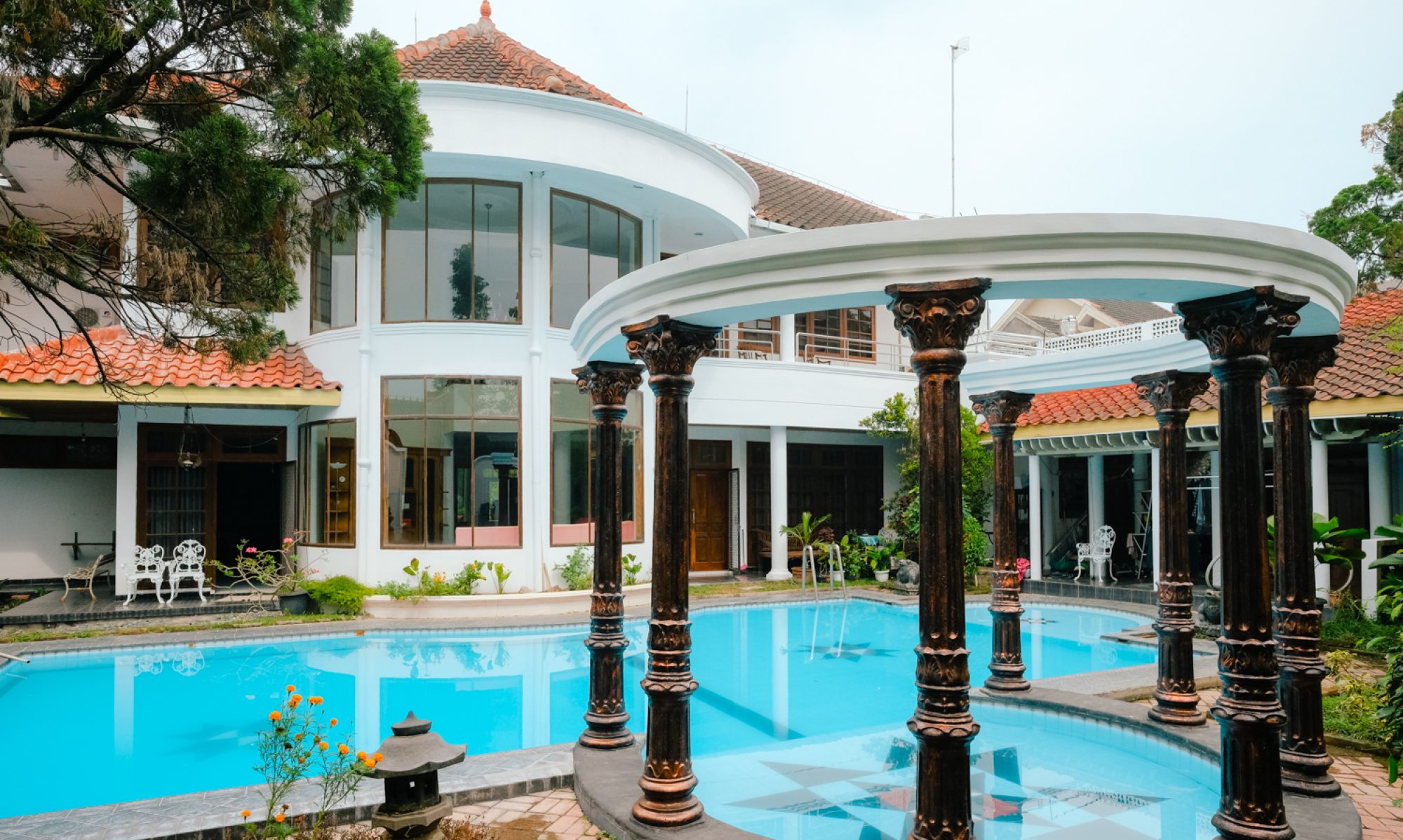 Swimming pool at quiet academic guesthouse near UGM